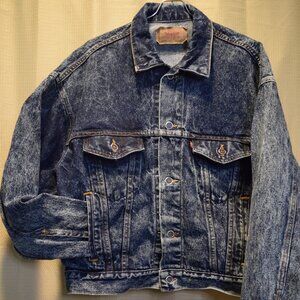 Grunge Levis Acid Wash Denim Jean Trucker Jacket Sz M Cotton Made in USA 80-90s